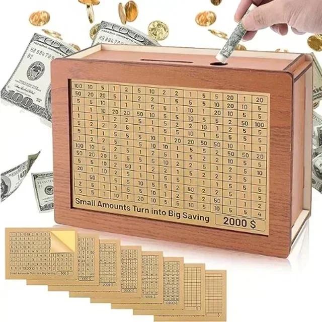 Копилка для денег 500/1000/2000/3000/5000/10000 евро, деревянная копилка для денег, многоразовая копилка с копилками для целей и чисел