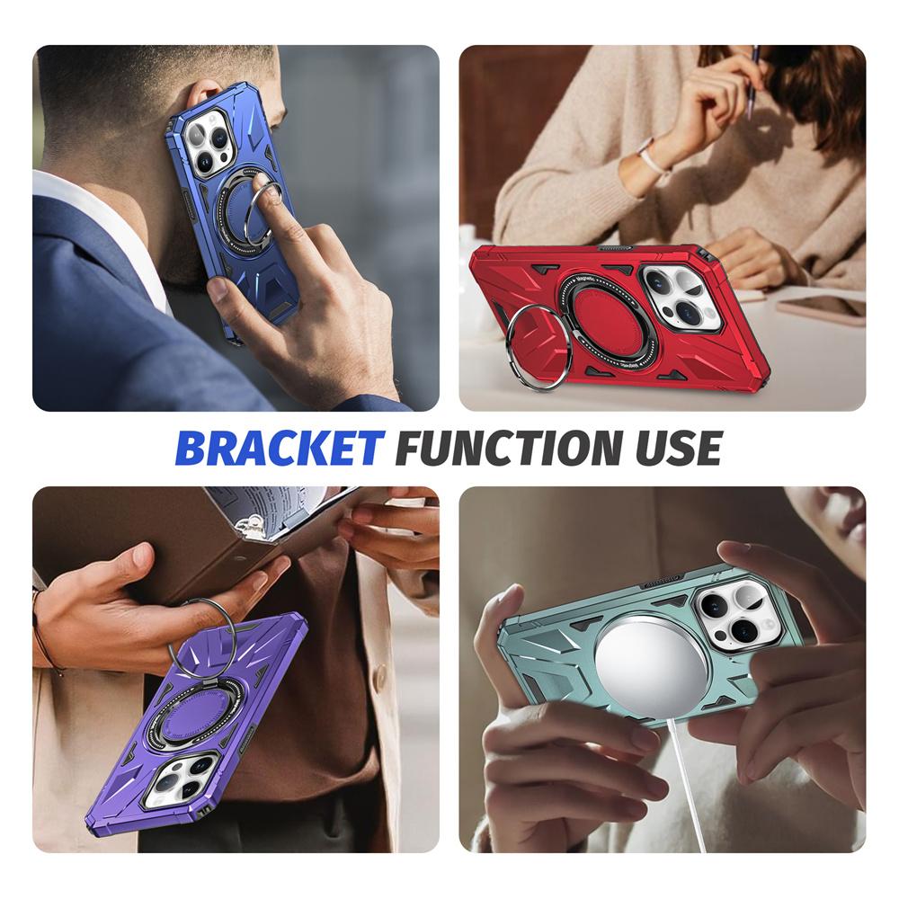 Противоударный чехол-броня с кольцом-держателем для телефона Magsafe для iPhone 16 15 14 13 12 11 Pro Max Plus, магнитная крышка для беспроводной зарядки