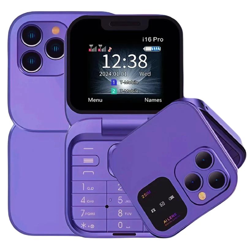 I16 Pro Двухсимочный Не-смартфон Складной Телефон-раскладушка с Кнопочным управлением MP3 Магический голос Фонарик Быстрый набор Пожилой Раскладной Мобильный телефон