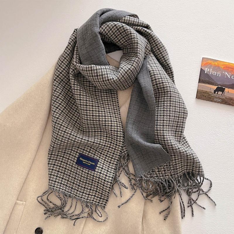 Осень и зима новый универсальный шарф женский утолщенный вязаный толстый бахромчатый теплый шарф имитация кашемира шаль