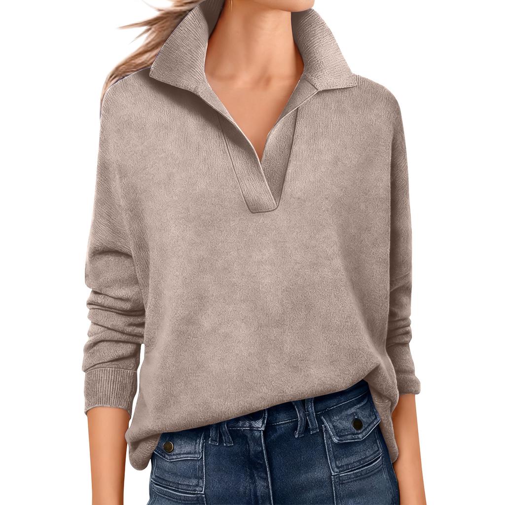 Women's Fashion Long V-neck Pullover Knitted Sweater Top