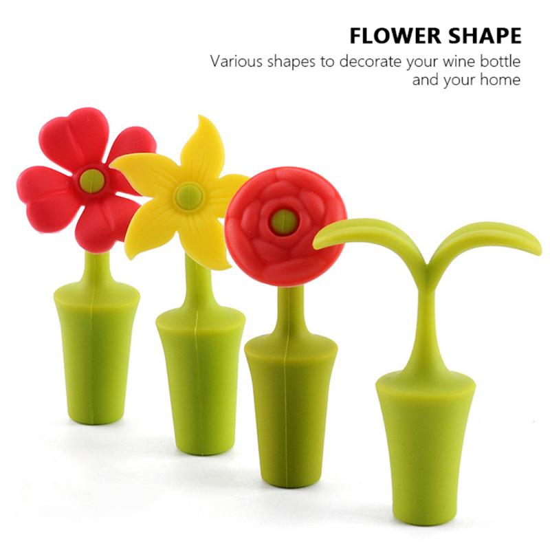 Flowers Wine Bottle Stopper Beer Cap Silicone Cork Leak Proof Bottle Sealer Stoppers