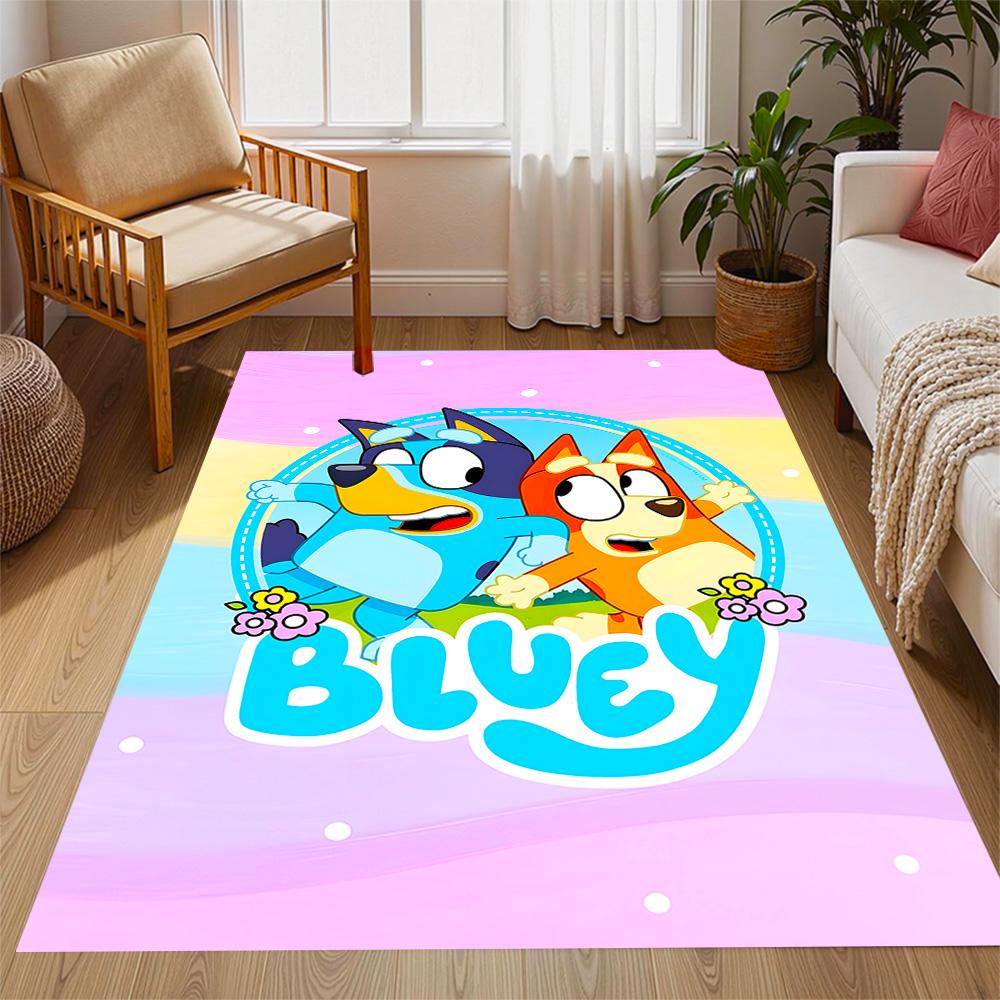 Bluey's Bus Adventure Themed Anti-Slip Rugs - Polyester Home Decor, Suitable for Bedrooms, Living Rooms, Doorways, Studios, and Decorations