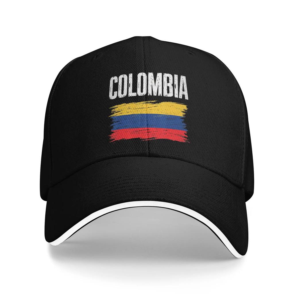 Vintage Colombia Flag Golf Cap Unisex Headwear Outdoor Travel Adjustable Fit Sun Caps