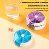 Portable Weekly Pill Box 7 Compartments Dustproof Moisture-proof Rotary See-through Cover Pocket Size Business Trip Outdoor Travel