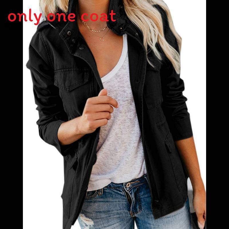 Streetwear Ladies Jacket With Cotton Blend Fabric And Multiple Pockets For Fall Spring Casual Wear