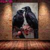 Gothic Raven And Skull Dark Academia Vintage Wall Art Canvas Painting Botanical Skeleton Painting Witchcraft Art Poster Print No Frame