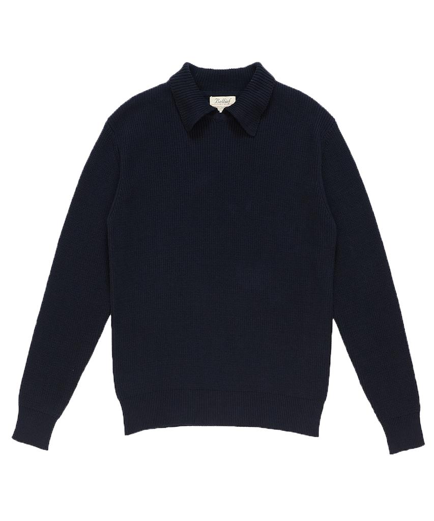 BELLIEF Essential Collar Jumper (Navy)