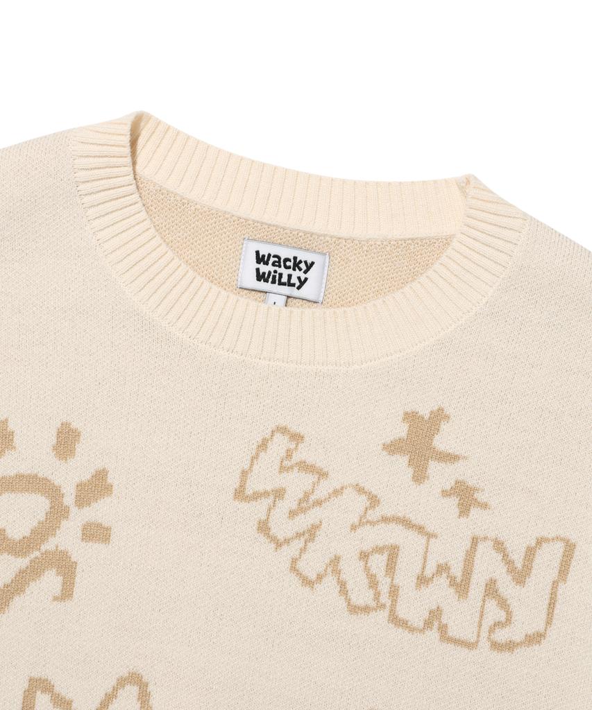 WACKY WILLY Jacquard Pullover Knit Cream
