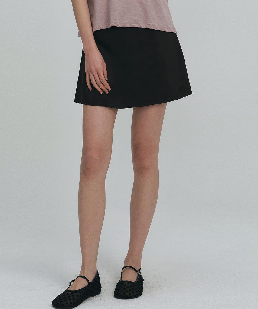 Roeil Silky Satin Mini Skirt - Black