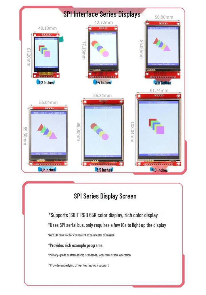 TFT Color LCD Screen Module 1.44/1.8/2.0/2.2/2.4/2.8 Inch with SPI Interface