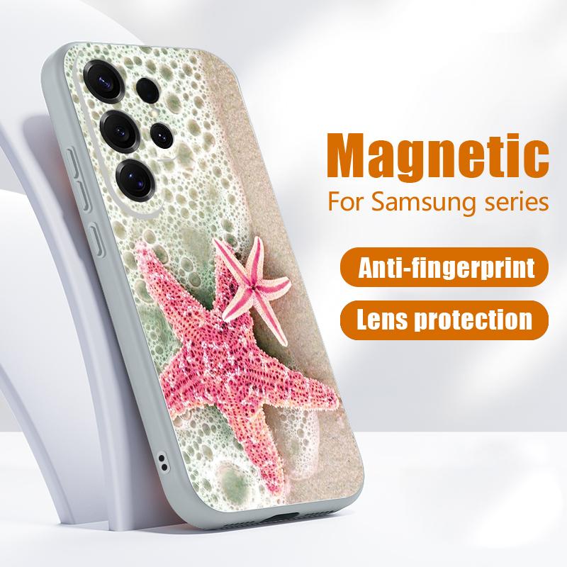 Магнитный Чехол Для Magsafe Для Samsung Galaxy S26 Ultra S25 Edge S24 Plus S23 FE S22 A17 A54 A55 A56 A57 5G Чехол С Рисунком SeaWorld Осьминог Морская Звезда