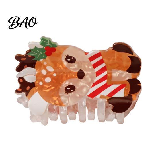 Elk Hair Clips for Women Claw Clip Women, Cute Christmas Patterns Non-Slip Strong Hold Stocking Stuffers Shark Clip, Lightweight Decorative Barrettes