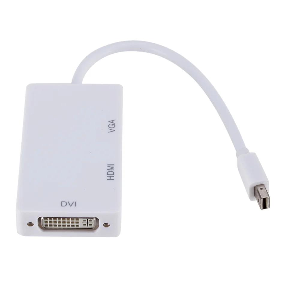 Mini DisplayPort To HDMI 4K VGA DVI Adapter Cable 3-in-1 1080P Thunderbolt Mini DP To VGA HDMI DVI Converter for Macs Laptop PC