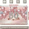 2D Elegant Blush Pink 80th Birthday Party Banner with Confetti