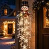 Santa Claus Snowman Decor Crystal Waterfall Christmas Lights, LED Warm White Pendant Winter Wonderland Party Supplies Light with Snowflake Droplets,