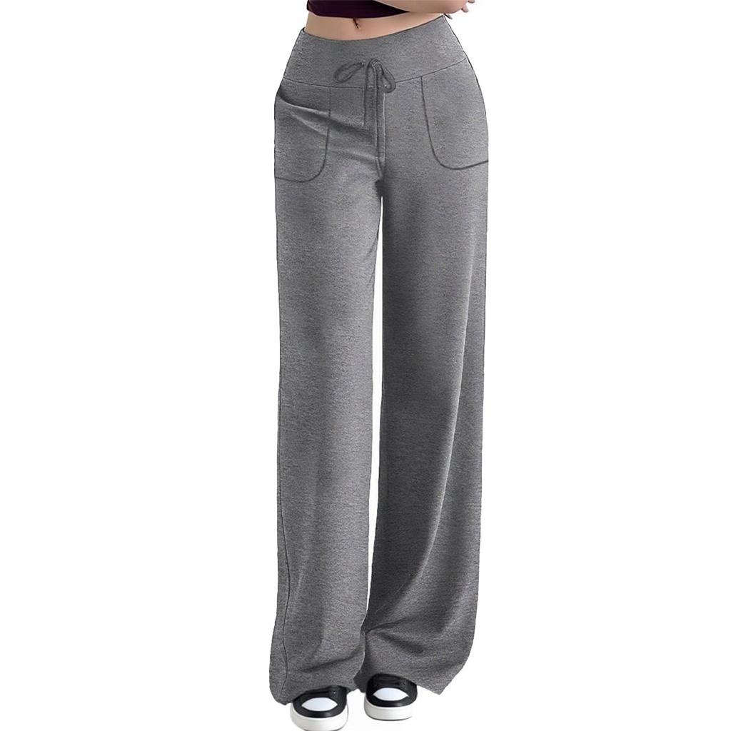 Women's Wide Leg Casual Pants With Pockets Sports Pants High Waist Loose Sports Wide Leg Flowy Pants