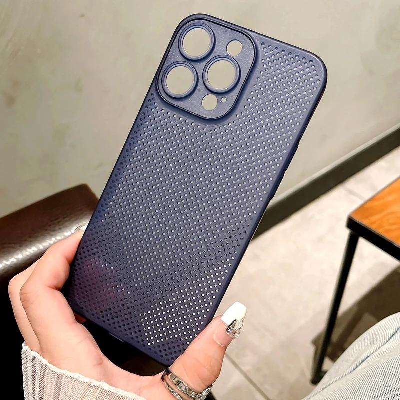 Роскошный мягкий теплоотводящий чехол для телефона iPhone 11 14 13 12 15 Pro Max Plus, полый ультратонкий однотонный чехол