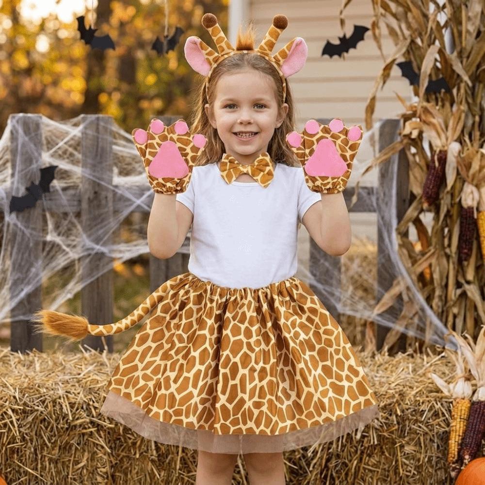 Giraffe Skirt Headband Bow Children Short Dress Themed Carnival Event