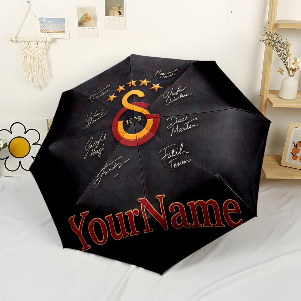 Galatasaray1 Customized Name Umbrella Automatic Umbrella Retractable Design with 8-Rib Durability Compact Design All-Season Umbrella for Travel Elegan