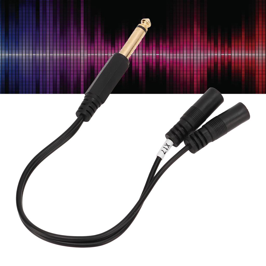 Dual 1/8 Inch Female to 1/4 Inch Male Y Splitter Cable 6.35mm Mono Male to Dual 3.5mm Female TRRS Sound Cable 9.8in
