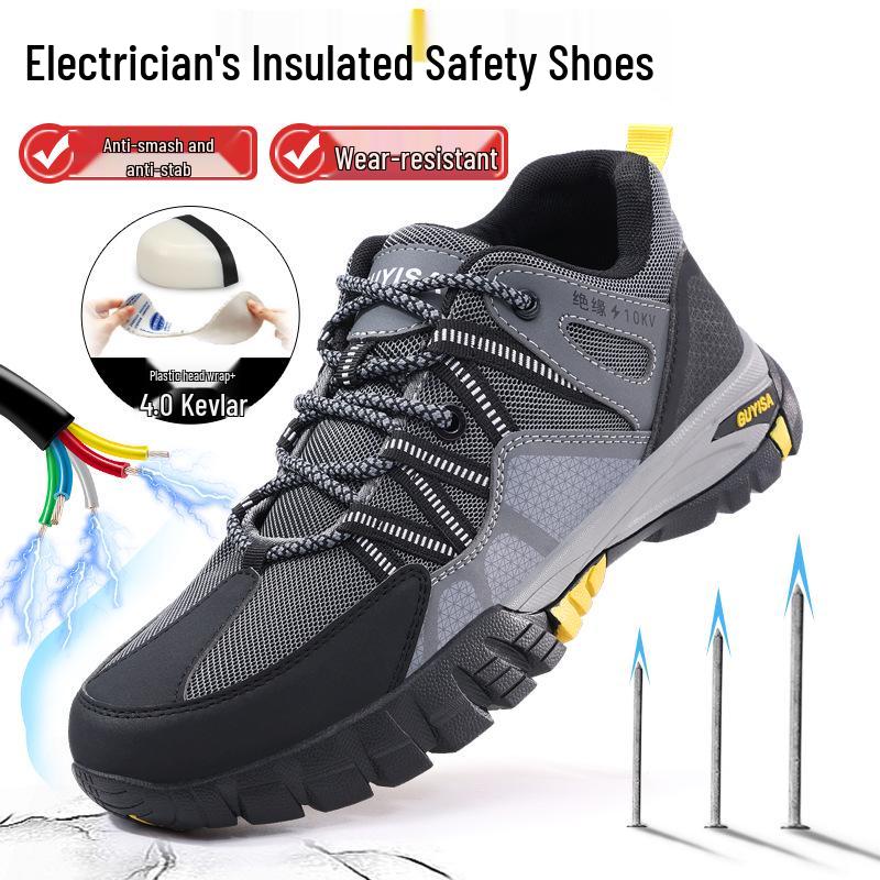 Insulated 10KV Electrician Shoes, Anti-Smash & Anti-Puncture, Fiberglass Toe, Wear-Resistant, Comfortable Protective Safety Shoes for Men.