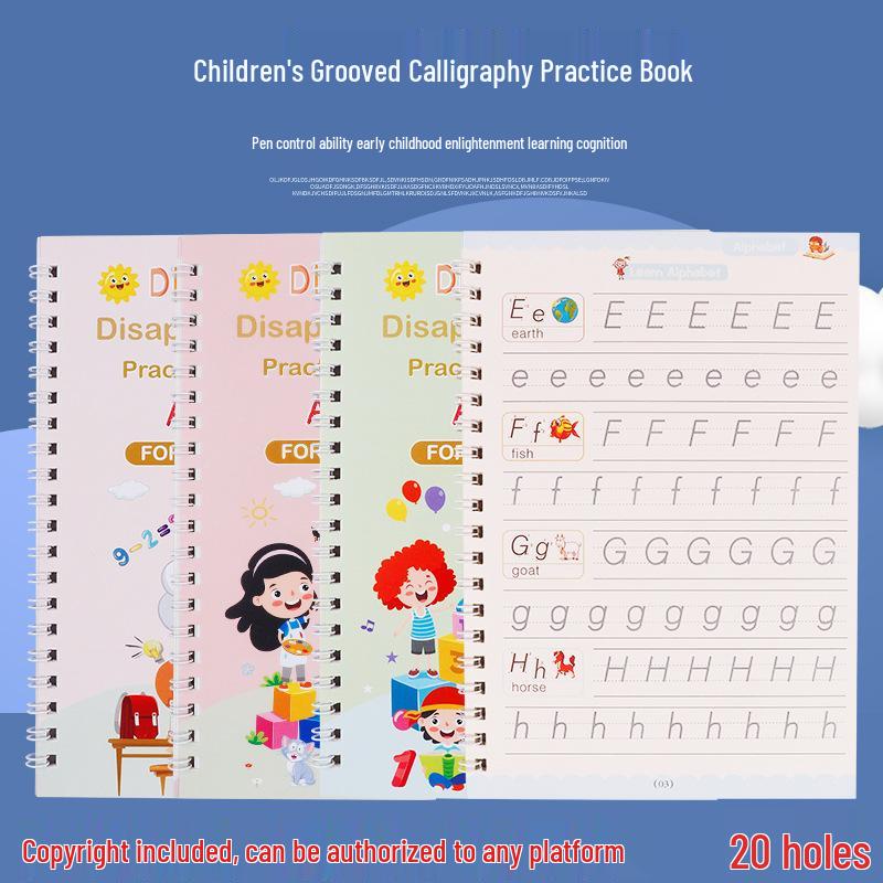 Groove Drawing Calligraphy Book: All-English Practice Template for Children