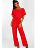 Women's Summer Button-Tie Short Sleeve Jumpsuit - European and American Style