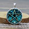 Колдовство пентаграмма стеклянный кабошон кулон ожерелье с викканской звездой женское ожерелье с викканским ювелирным изделием
