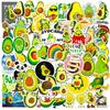 50 Avocado Series Stickers, Cute Avocado Cartoon Style Graffiti Stickers