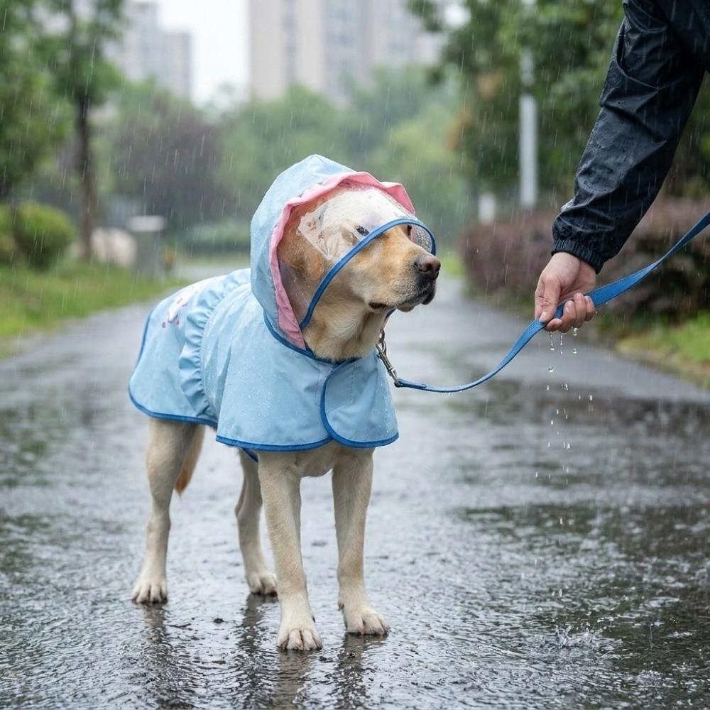 With D-ring Dog Hooded Raincoat Adjustable Pet Poncho Protective Dog Rain Cloak  Travel