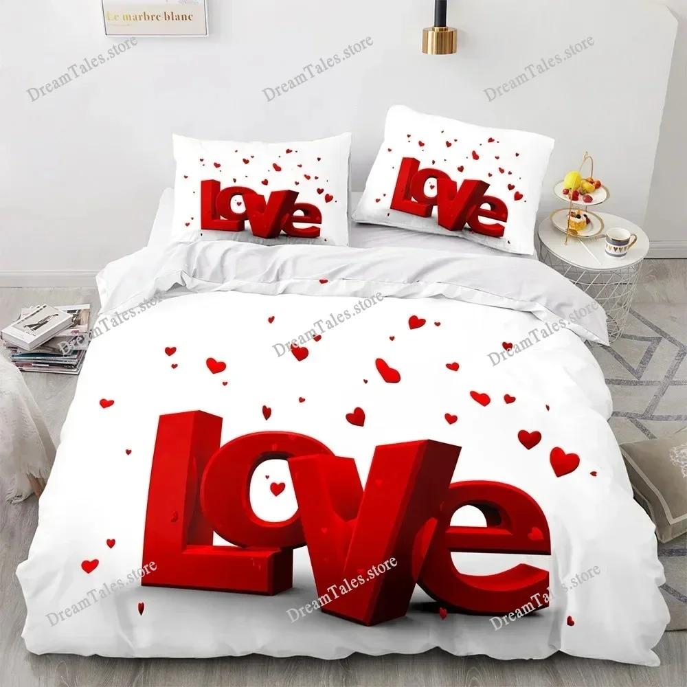 Couple Lovers Gift Duvet Cover Set Love Comforter Cover Valentine's Day Bedding Set Queen King Size Polyester Quilt Cover741