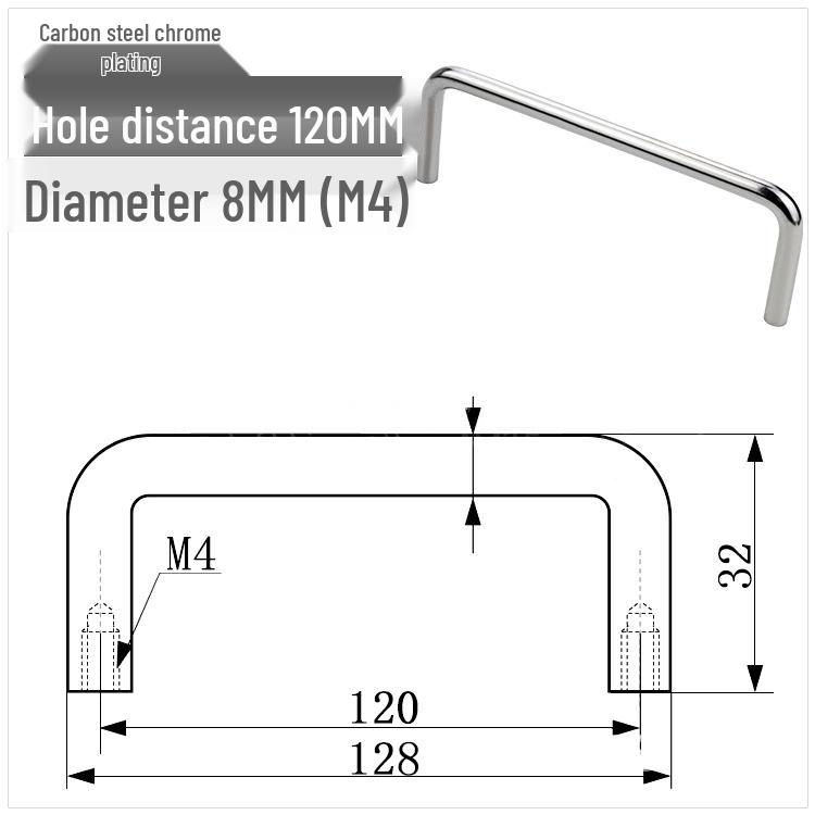 304 Stainless Steel U-Shaped Cabinet Handle, Polished Carbon Steel Round Bar Pull, available in sizes M3, M4, M5.