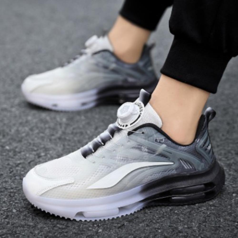 Мужская обувь, дышащие повседневные кроссовки с вращающейся кнопкой, мужские модные туфли на толстой подошве с приподнятой воздушной подушкой для папы