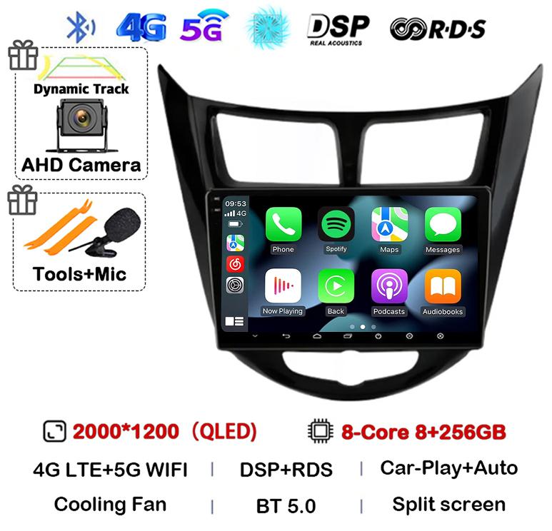 Android 14 Carplay Auto WIFI+4G автомобильное радио для Hyundai Solaris Verna Accent 1 2010-2016 мультимедийный проигрыватель GPS головное устройство стерео BT