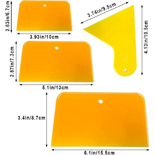 4 Pack Body Filler Spreaders, 3, 4, 5, 6 Inch Reusable Automotive Body Fillers Hard Plastic Auto Spreaders for Applying Fillers, Putties, Glazes,