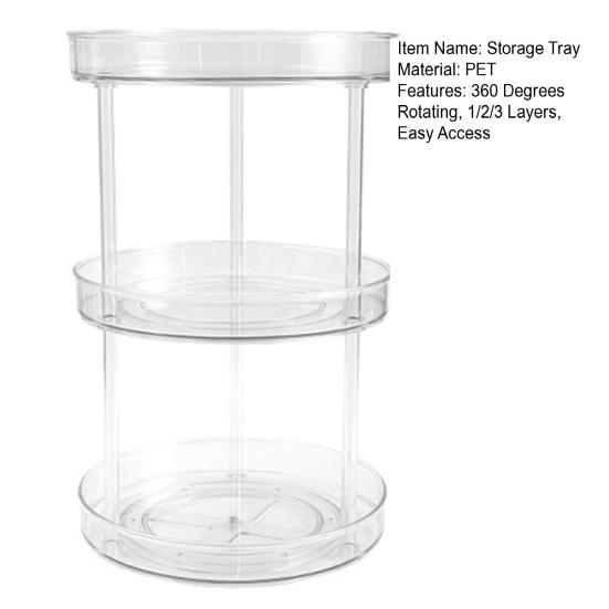 Вращающийся на 360 градусов лоток для хранения 1/2/3 слоя Lazy Susan Organizer Кухонный шкаф для кладовой Прилавок Держатель для специй Косметическая поворотная стойка