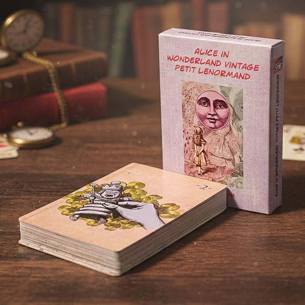 Алиса в Стране чудес Винтажная колода Ленорман Petit 36 карт - Викторианский коллаж Гадание Двусторонний тисненый картон 9*6 см