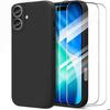 Protective Case - BOOLING - for iPhone 17 - Soft Slim Shockproof Black Silicone - 2 Tempered Glass