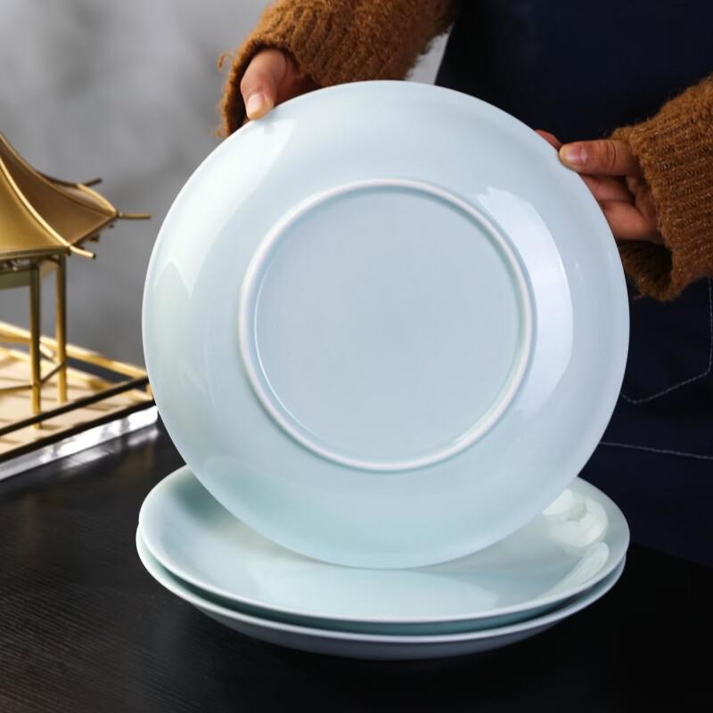 Набор керамических обеденных тарелок из селадона Jingdezhen (Набор из 4 штук, 10 дюймов)