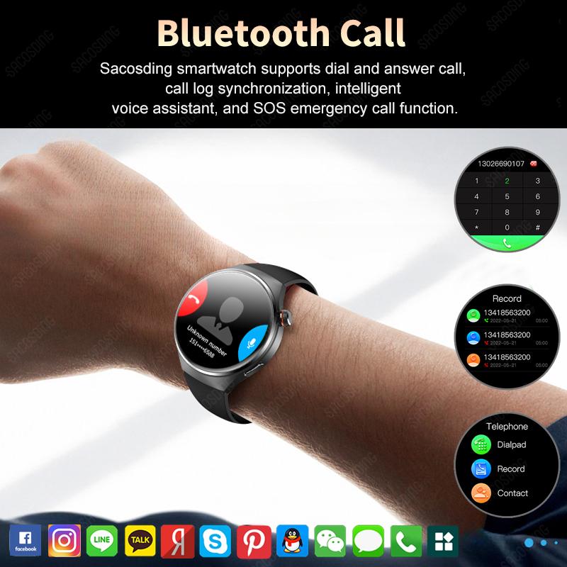 Для SACOSDING NFC Watch 4 Pro NFC Смарт-часы Мужские AMOLED 360*360 HD Экран Артериального Давления BT Call IP68 Водонепроницаемые Смарт-часы
