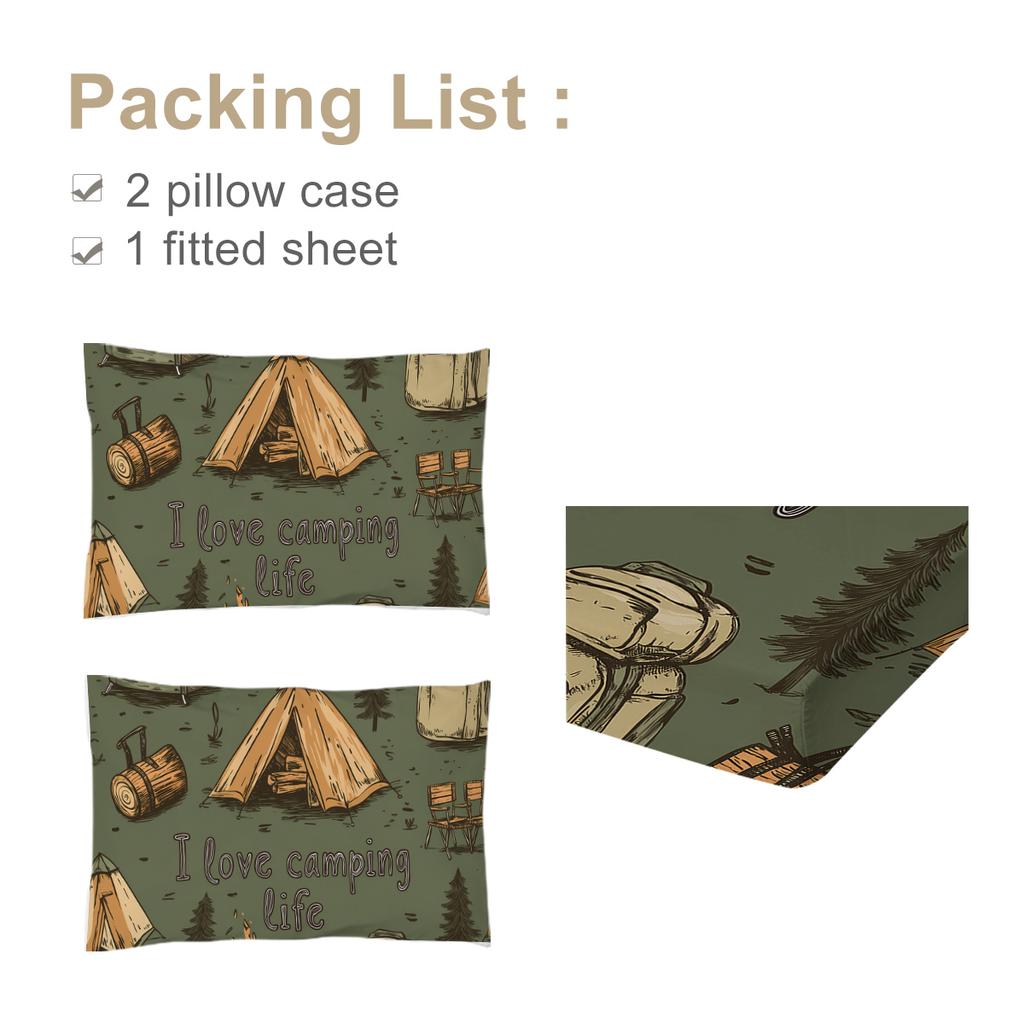 Трехсекционный комплект постельного белья с узором в виде белого флаг-шатра, включающий две наволочки, подходит для спальни (Винтаж, Образ жизни)