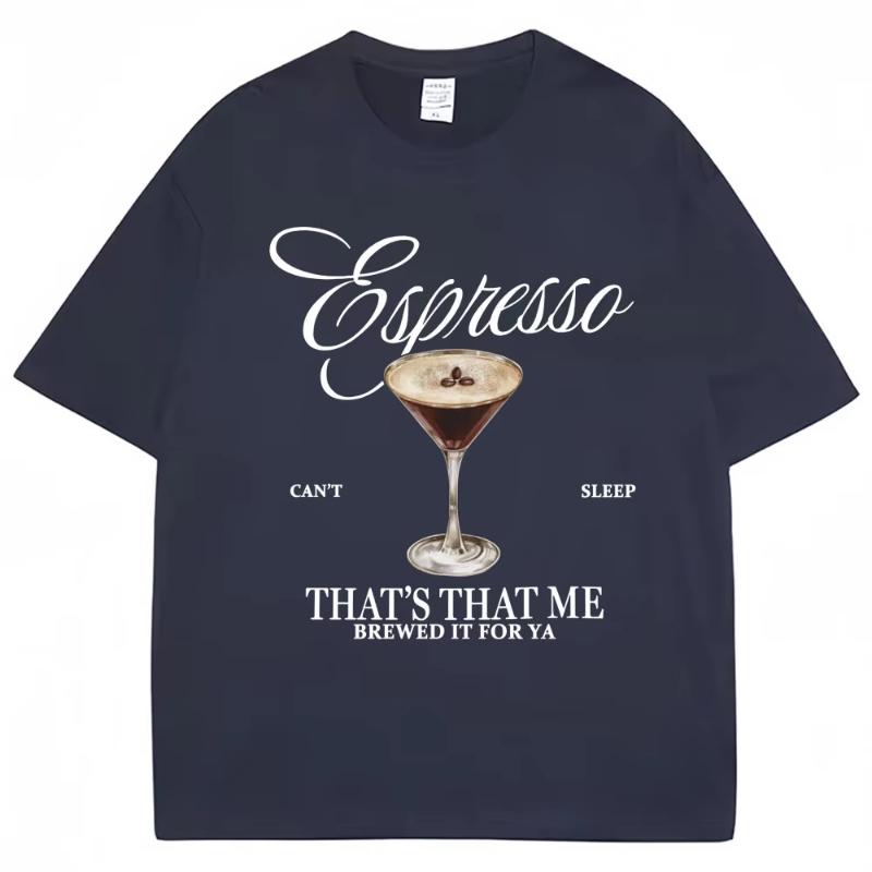 Модная футболка с принтом Sabrina Carpenter Espresso Martini Эстетичная унисекс женская футболка Свободный повседневный топ из мягкого хлопка Streetwear