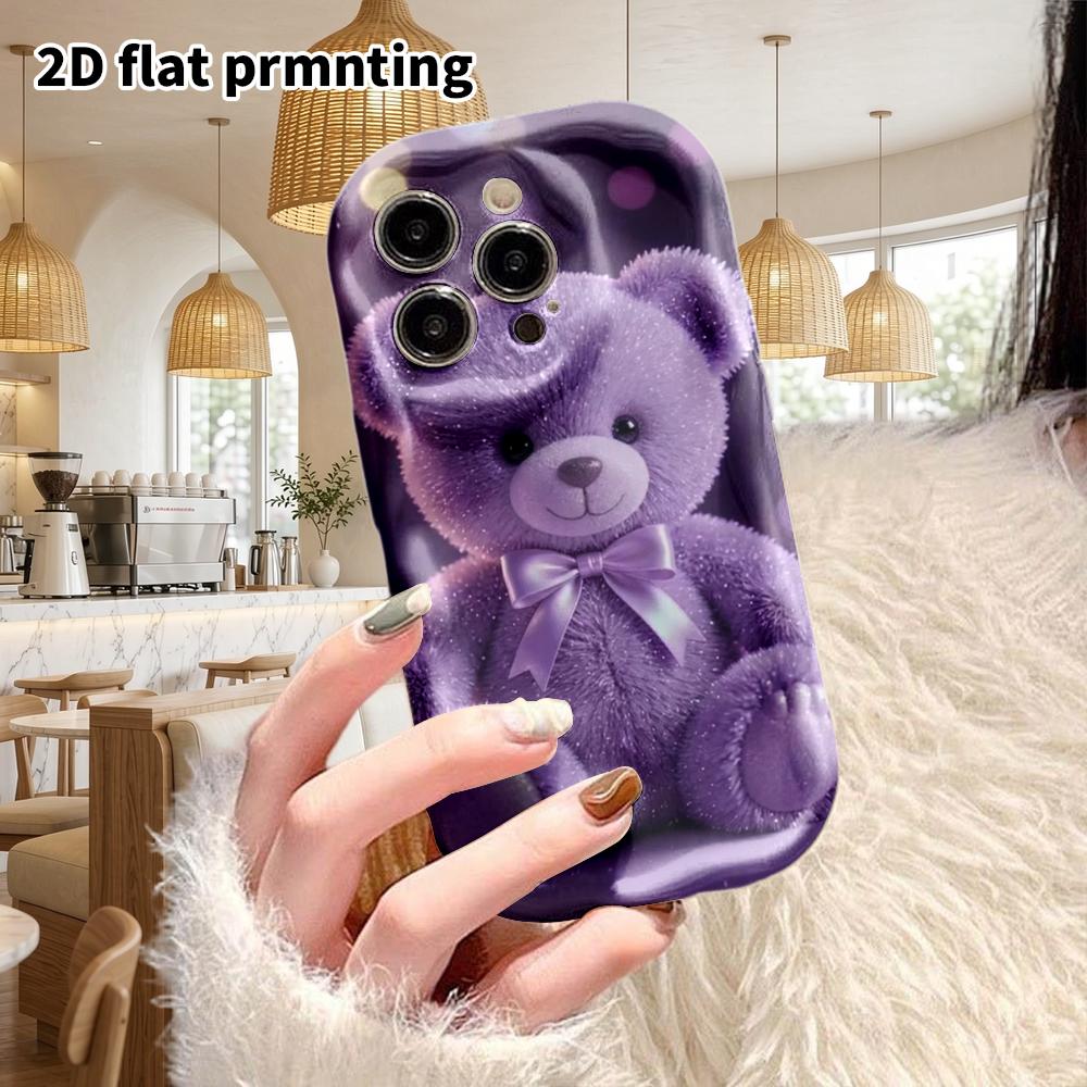 Phone Case: 2D flat design suitable for iPhone 18, 17, 16, 15, 14, 13 Pro protective cases, couple style, plush little bear, Christmas and Halloween g
