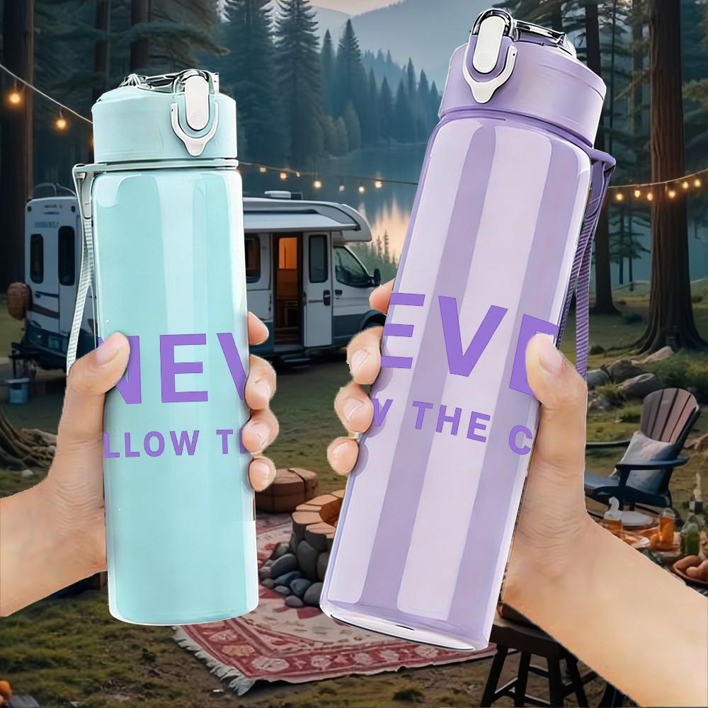 1PC Never Follow The Crowd Text 750ml Color Plastic Sports Water Bottle Leakproof Flip Straw Lid Suitable for Sports Office Home Use