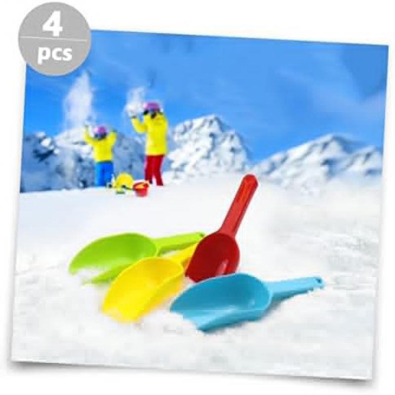 HEALSOPTHY Kids Snow Shovel 4-Pack Plastic Flat Head Shovels for Children Toy Beach Garden Snow Play Tools