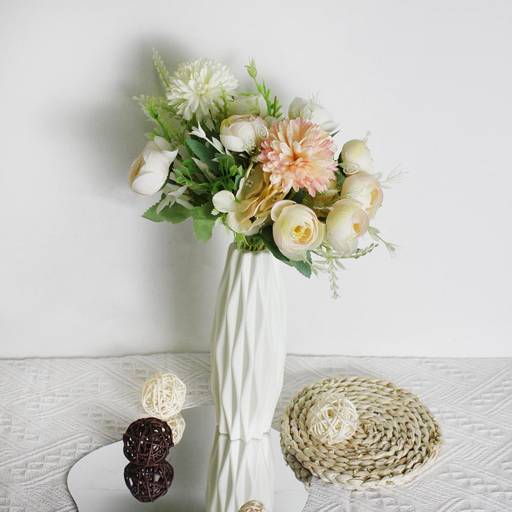 Два имитационных букета и простая ваза для творчества, современный простой набор пластиковых ваз для цветов, декор для домашнего офиса