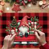 4/6pcs Set Christmas Plaid Gnome Truck Red And Black Checkered Santa Placemats Seasonal Everyday Holiday Decorations Suitable for Home Kitchen Dining