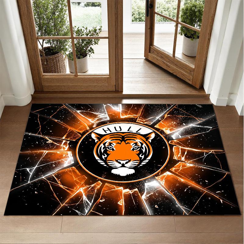Hull City Football Design Crystal Velvet Rug Soft Decorative Mat for Bedroom Entrance