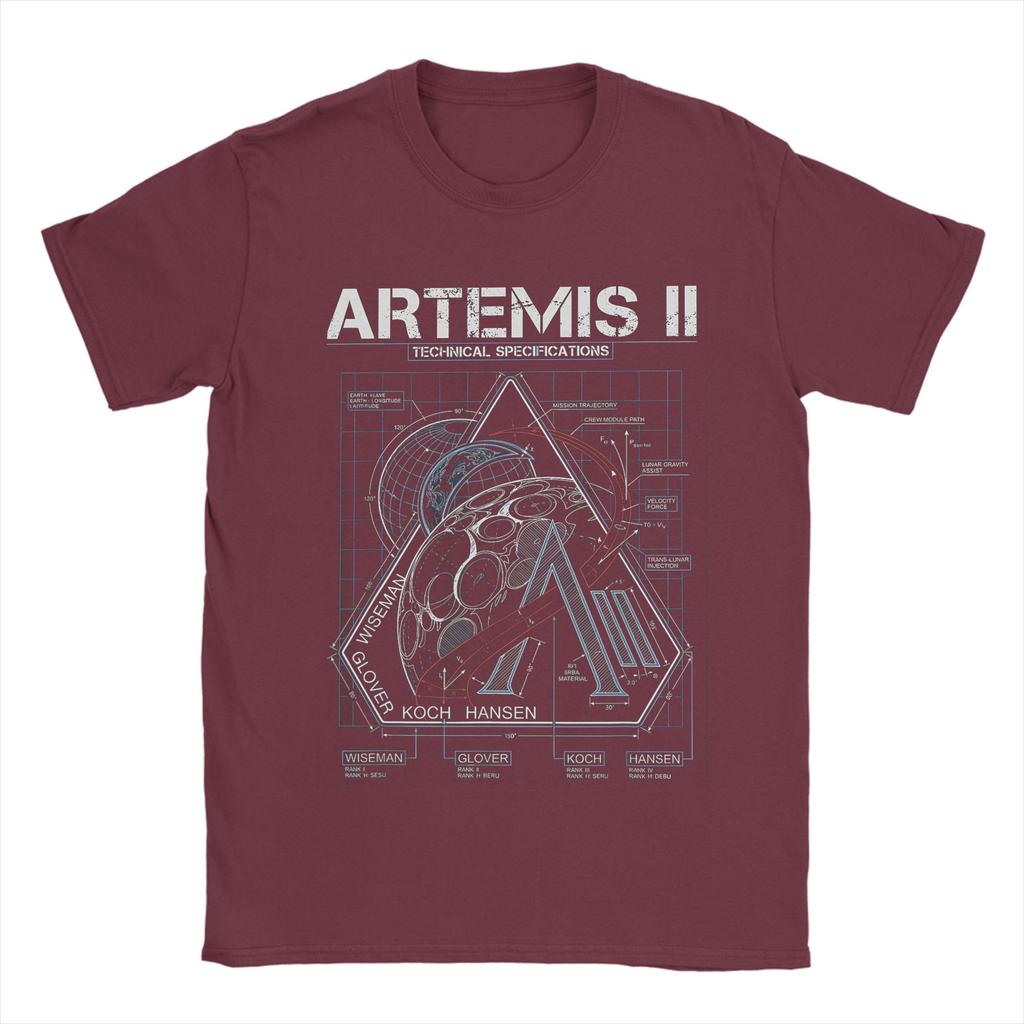 Artemis II Technical Specifications Moon Mission Blueprint TShirt Summer TShirts Cotton Hipster Tshirt For Unisex Top Tees